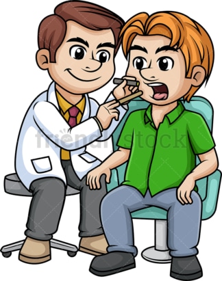 Doctor checking the throat of a patient. PNG - JPG and vector EPS (infinitely scalable).