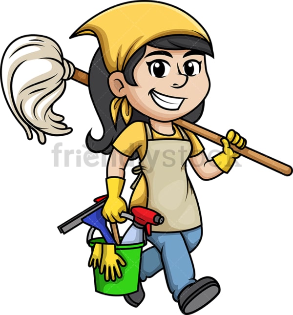 Cleaning lady. PNG - JPG and vector EPS (infinitely scalable).