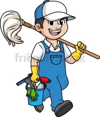 Professional male cleaner. PNG - JPG and vector EPS (infinitely scalable).