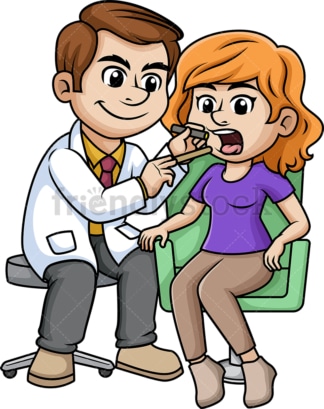 Woman getting her throat checked. PNG - JPG and vector EPS (infinitely scalable).