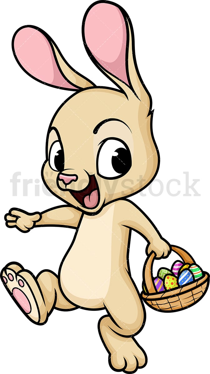 Download Easter Bunny With Basket Of Eggs Cartoon Vector Clipart ...
