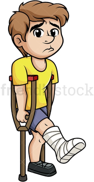 Injured man with crutches. PNG - JPG and vector EPS (infinitely scalable).