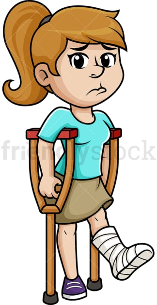 Injured woman with crutches. PNG - JPG and vector EPS (infinitely scalable).