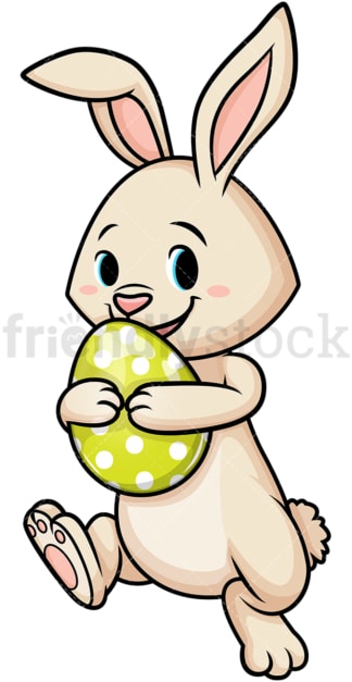 Joyful easter bunny with egg. PNG - JPG and vector EPS (infinitely scalable).