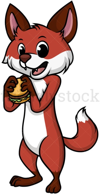 Fox eating a hamburger. PNG - JPG and vector EPS (infinitely scalable).