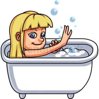 Little girl having a bath. PNG - JPG and vector EPS file formats (infinitely scalable). Image isolated on transparent background.