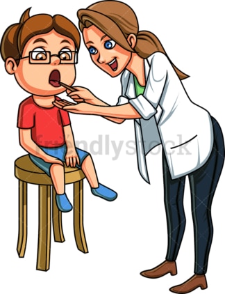 Boy having throat checked by doctor. PNG - JPG and vector EPS file formats (infinitely scalable). Image isolated on transparent background.