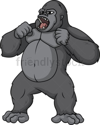 Gorilla pounding his chest. PNG - JPG and vector EPS (infinitely scalable).