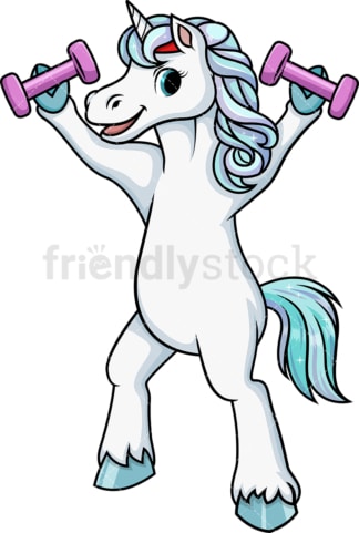 Unicorn lifting weights. PNG - JPG and vector EPS (infinitely scalable).