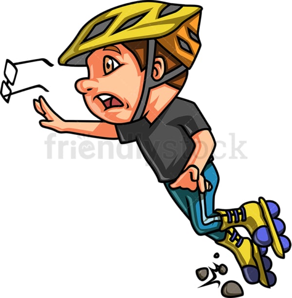 Boy falling while roller skating. PNG - JPG and vector EPS. Isolated on transparent background.