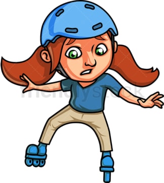 Girl roller skating in helmet. PNG - JPG and vector EPS. Isolated on transparent background.