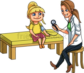 Doctor taking blood pressure from girl. PNG - JPG and vector EPS file formats (infinitely scalable). Image isolated on transparent background.
