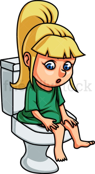 Little girl sitting on toilet. PNG - JPG and vector EPS file formats (infinitely scalable). Image isolated on transparent background.
