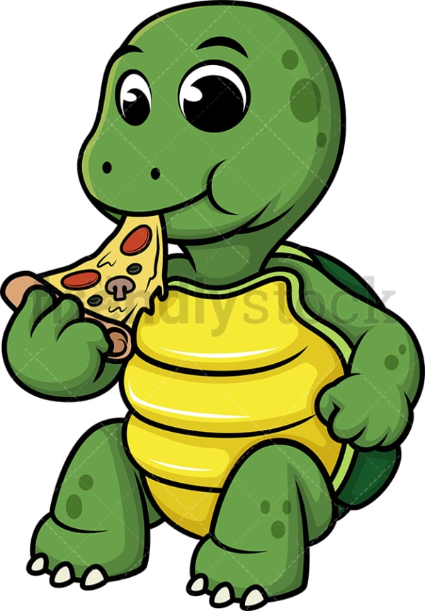 Turtle eating pizza. PNG - JPG and vector EPS (infinitely scalable).