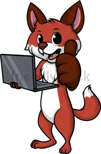 Fox holding laptop. PNG - JPG and vector EPS (infinitely scalable).