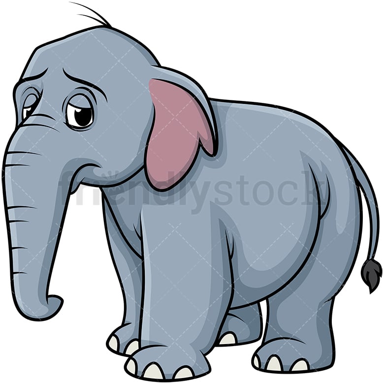 Sad Elephant Cartoon Clipart Vector Friendlystock
