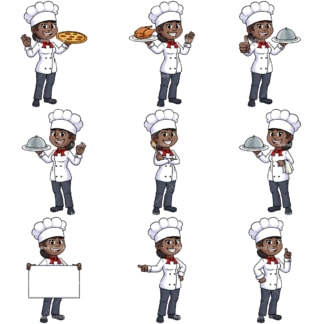 Black female chef. PNG - JPG and vector EPS file formats (infinitely scalable).