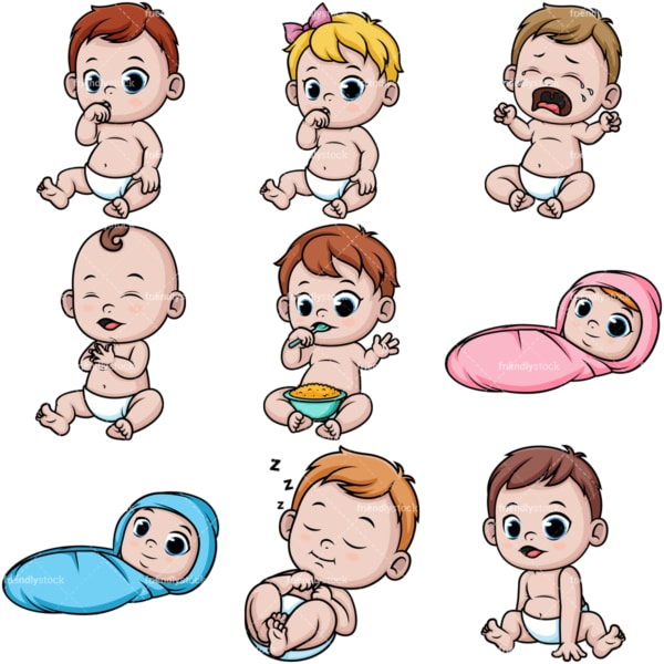Crying Baby Cartoon Clipart Vector - FriendlyStock