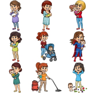 Everyday mothers. PNG - JPG and vector EPS file formats (infinitely scalable). Image isolated on transparent background.