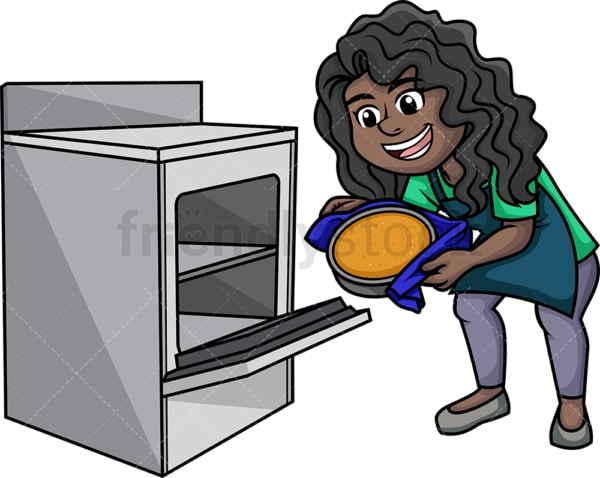 Black woman baking. PNG - JPG and vector EPS (infinitely scalable). Image isolated on transparent background.