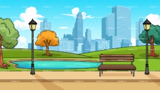 Modern city park background in 16:9 aspect ratio. PNG - JPG and vector EPS file formats (infinitely scalable).