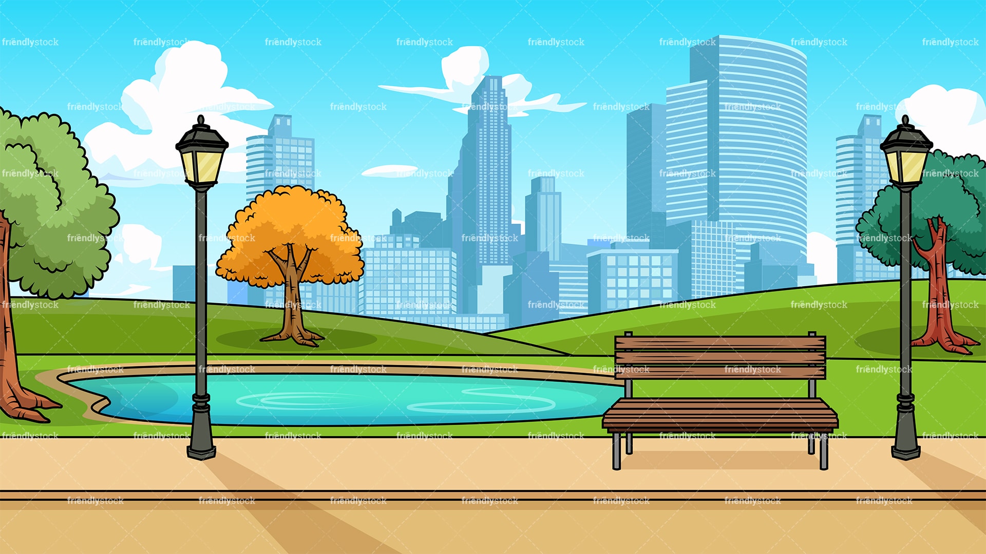 Download Modern City Park Background Cartoon Clipart Vector ...