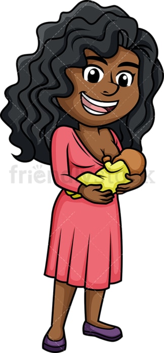 Black woman breastfeeding. PNG - JPG and vector EPS (infinitely scalable). Image isolated on transparent background.