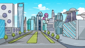 Futuristic city background in 16:9 aspect ratio. PNG - JPG and vector EPS file formats (infinitely scalable).