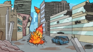 Destroyed city background in 16:9 aspect ratio. PNG - JPG and vector EPS file formats (infinitely scalable).