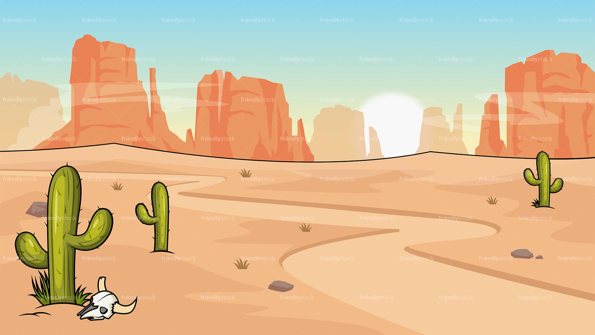 Wild West Desert Background Cartoon Clipart Vector 