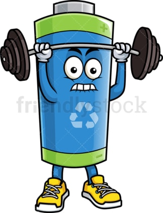 Green ecological battery lifting barbell. PNG - JPG and vector EPS (infinitely scalable).