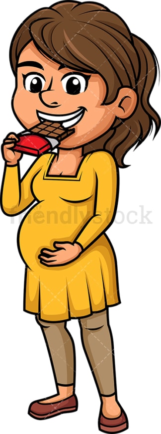 Pregnant woman eating chocolate. PNG - JPG and vector EPS (infinitely scalable).