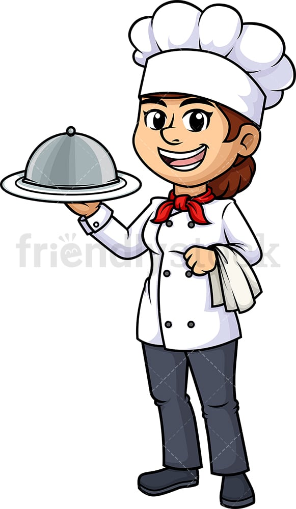 Female chef holding spatula. PNG - JPG and vector EPS (infinitely scalable).
