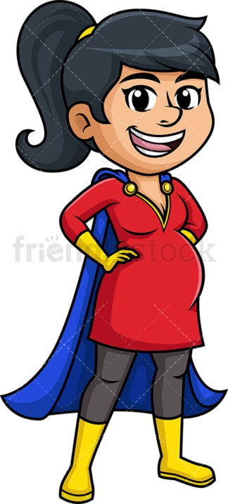 Pregnant superheroine. PNG - JPG and vector EPS (infinitely scalable). Image isolated on transparent background.