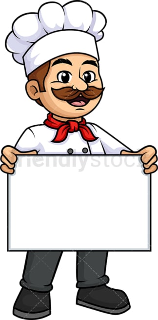 Male chef holding empty sign. PNG - JPG and vector EPS (infinitely scalable).