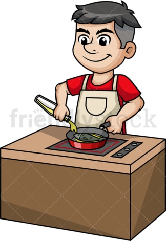 Man frying fish. PNG - JPG and vector EPS (infinitely scalable).