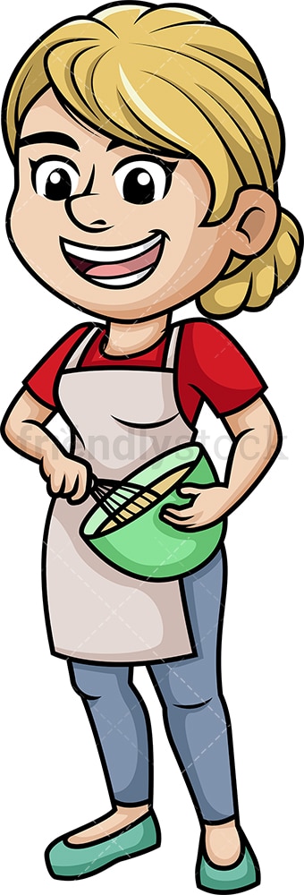 Woman whisking batter. PNG - JPG and vector EPS (infinitely scalable). Image isolated on transparent background.