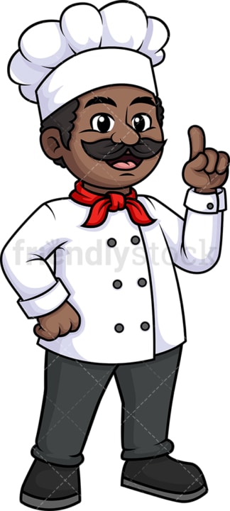 Black male chef pointing up. PNG - JPG and vector EPS (infinitely scalable).