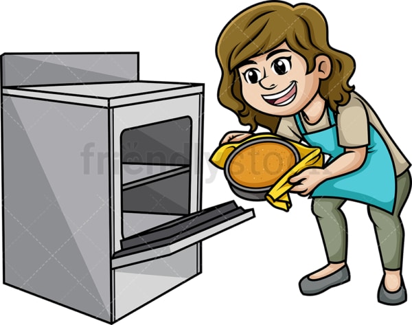 Woman baking cake. PNG - JPG and vector EPS (infinitely scalable). Image isolated on transparent background.