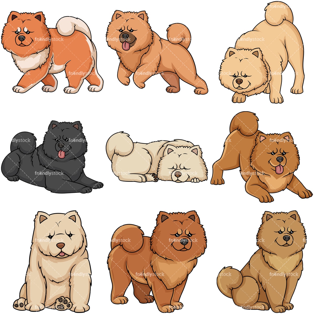 Chow Chow Dogs Cartoon Vector Clipart FriendlyStock
