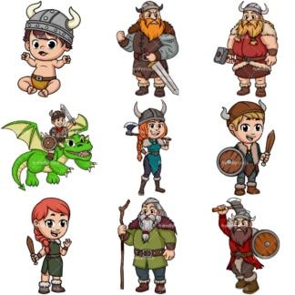 Vikings cartoon. PNG - JPG and vector EPS file formats (infinitely scalable). Image isolated on transparent background.