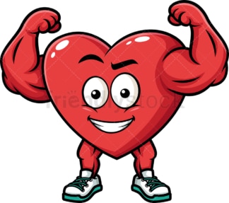 Flexing strong heart. PNG - JPG and vector EPS (infinitely scalable). Image isolated on transparent background.