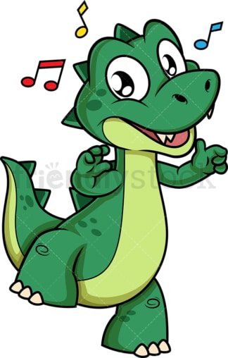 Green dinosaur dancing. PNG - JPG and vector EPS (infinitely scalable).