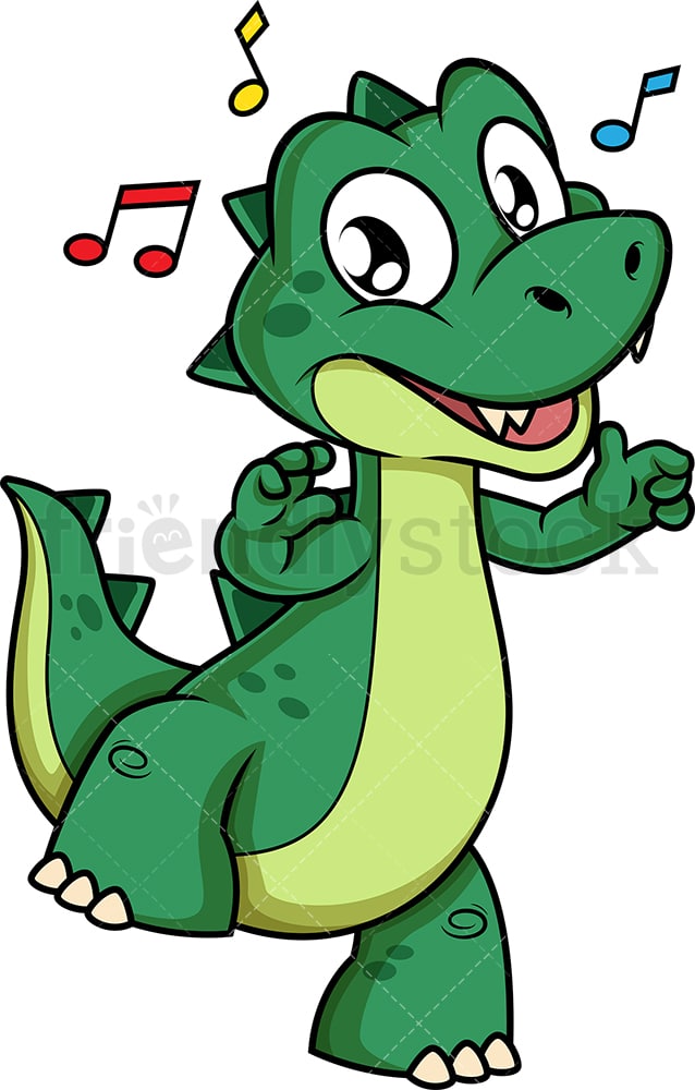 Green Dinosaur  Dancing Cartoon  Clipart Vector FriendlyStock