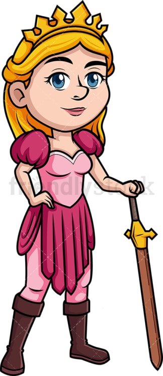 Princess holding sword. PNG - JPG and vector EPS (infinitely scalable). Image isolated on transparent background.