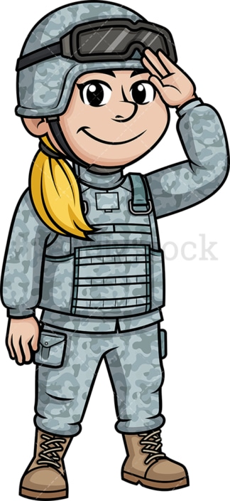 Female soldier saluting. PNG - JPG and vector EPS (infinitely scalable). Image isolated on transparent background.