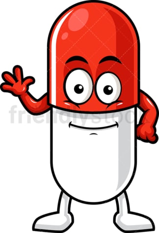 Capsule pill character waving. PNG - JPG and vector EPS (infinitely scalable).