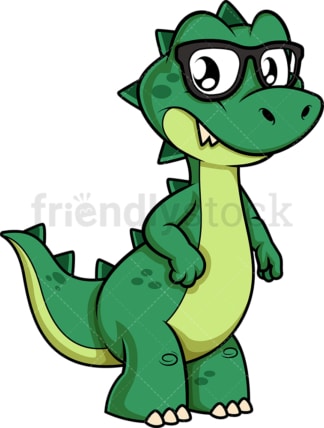 Green dinosaur with glasses. PNG - JPG and vector EPS (infinitely scalable).