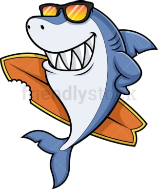 Surfer shark holding surfboard. PNG - JPG and vector EPS (infinitely scalable).