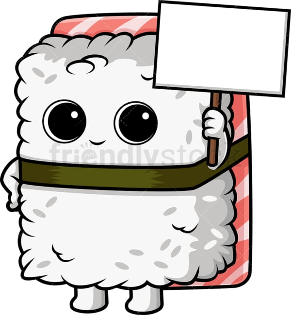 Sushi character holding emtpy sign. PNG - JPG and vector EPS (infinitely scalable).